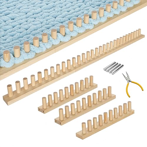 ARTACE 46" Chunky Blanket Loom, Large Adjustable Wooden Loom Frame, Hand Knitting Kit for Adults Beginners, DIY Chunky Throw Blanket Making Kit - size: 46inch