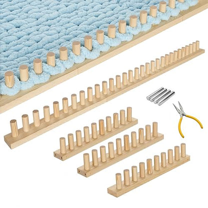 ARTACE 46" Chunky Blanket Loom, Large Adjustable Wooden Loom Frame, Hand Knitting Kit for Adults Beginners, DIY Chunky Throw Blanket Making Kit - size: 46inch