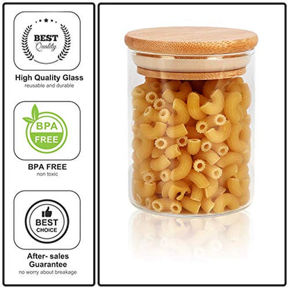 DHSBTLS 15 Pack 6 oz Glass Jars With Bamboo Lids for Kitchen, Pantry | Borosilicate Airtight Canisters, Food Storage Container, Pantry Organization, Kitchen Sets, Spice Containers - size: 6 fl oz (15 pcs)