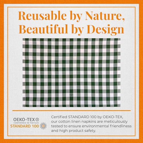 Premium Gingham Check Cloth Placemats by Carlo Lamperti Italy (Set of 4) 100% Cotton Taupe Plaid Place Mats, 20x14 Jacquard Woven Cloth Stain Release Fabric for Dining Table, Machine Wash - color: Taupe