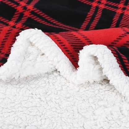 Catalonia Red Plaid Sherpa Fleece Throw Blanket, Reversible Super Soft Warm Comfy Fluffy Snuggly Micro Plush Throws for Bedding Couch TV 60"x50" Buffalo Valentine's Day Gift - color: Buffalo Plaid