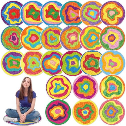 24 Pack Carpet Circles for Classroom, 16 in Non Slip Round Circle Mats for Classroom Sitting, Flexible Corner Circle Time Rugs for Reading Nook, Playing Areas, Library, Group Activity(Spiral) - style: Spiral