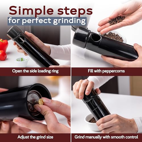 MAGNUM PLUS Pepper Mill Unicorn by TRE SPADE Premium Manual Pepper Grinder with Steel Burrs Side-Loading Refill Adjustable Coarseness High-Capacity Output ABS Plastic 9 Inch Large Size Made in Italy
