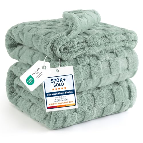 Bedsure GentleSoft Blankets Queen Size for Bed - Super Soft Cozy Blanket, Large Fuzzy Fleece Spring Summer Throw for Bedroom Decor for Girls, Sage Green, 90x90 Inches - color: 01 Sage Green, size: Queen (90" X 90")
