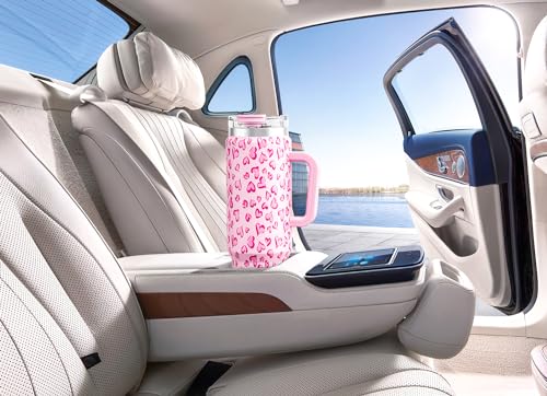 Meoky 40 oz Tumbler with Handle and Straw, Insulated Tumbler with Lid and Straw, Stainless Steel Travel Mug, Keeps Cold for 34 Hours, 100% Leak Proof, Fits in Car Cup Holder (Love) - color: Love, size: 40 Ounces