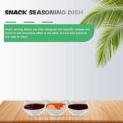 Kichvoe Three-Grid Sauce Dipping Tray 9.65 Inch Divided Serving Dish for Condiments Snacks and Seasonings Reusable Appetizer Plate for Home and Party