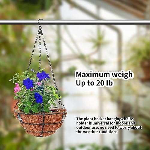 12 Pcs 15.7 inch Hanging Basket Chains 3 Point with Hooks, Black | Flower Pot Chains for Hanging Baskets, Plant Hanger Replacement Chain for Planters, Garden, Bird Feeders, Indoor & Outside