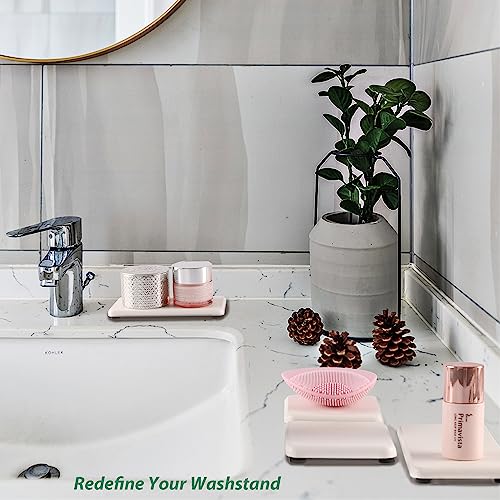 NiuYichee Set of 4 Water Absorbent Diatomite Coasters, Diatomaceous Earth Kitchen Soap Dish, Bathroom Trays, Water Absorbing Stone Used for Hand Soaps & Plants & Toiletries in The Modern Home - color: Set of 4 White