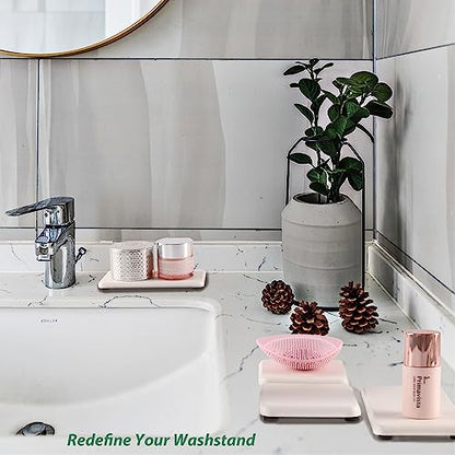 NiuYichee Set of 4 Water Absorbent Diatomite Coasters, Diatomaceous Earth Kitchen Soap Dish, Bathroom Trays, Water Absorbing Stone Used for Hand Soaps & Plants & Toiletries in The Modern Home - color: Set of 4 White