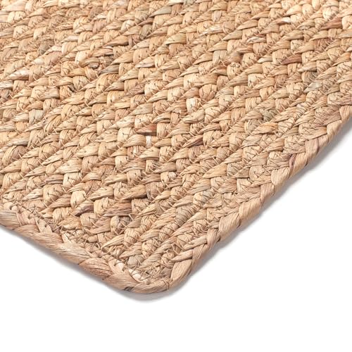 Woven Placemats Set of 6, 17" x 12" Rattan Table Mats, Natural Water Hyacinth Chargers for Dinner Plates, Wicker Placemats for Dining Table, Home, Wedding