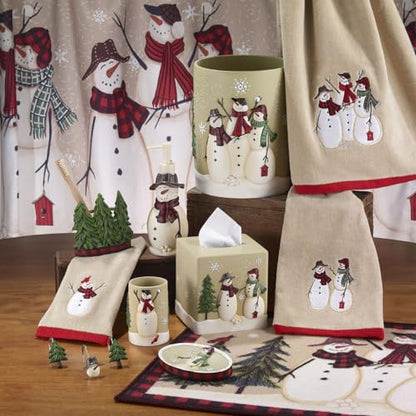Avanti Linens - Bathroom Set, Resin Lotion Pump & 2pc Fingertip Towels, Christmas Decorations (Snowmen Gathering Collection) - size: 3pc Bathroom Set