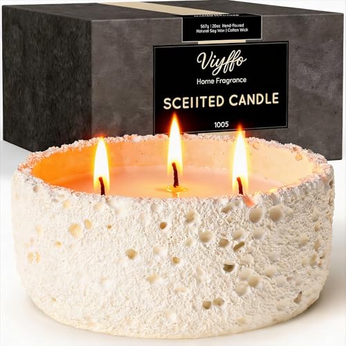 Viyffo 20oz Large Citronella Candles Outdoor, 3 Wick Citronella Candle, Non Toxic Soy Candles for Women, Matte Ivory Ceramic Jar, Outdoor Candle for Patio, Porch, Backyard, Deck & Summer Decor - color: Ivory