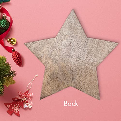 Mary Square Natural Brown Star 13.25 x 13 Mango Wood Christmas Cheese Cutting Board - style: Star
