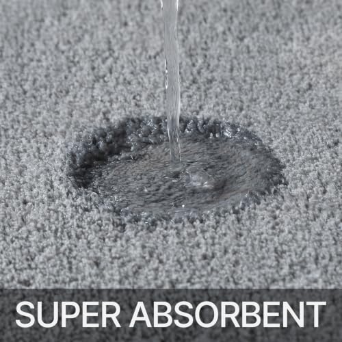 HOMEIDEAS Upgraded Bathroom Rugs Set 3 Piece, Ultra Soft Memory Foam Bath Mats, Super Absorbent Non Slip Washable U-Shaped Toilet Bath Rug (Grey, 17"x24"+20"x32"+U-Shaped 20"x24") - color: Grey