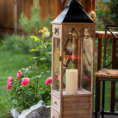 Large 10" x 4" Outdoor Waterproof Flameless Candles with Remote and Timers, 1000 Hours Battery Operated LED Flickering Pillar Candles for Lanterns, Ivory Plastic, Set of 2 - color: 2 Pack-D4"x H10"
