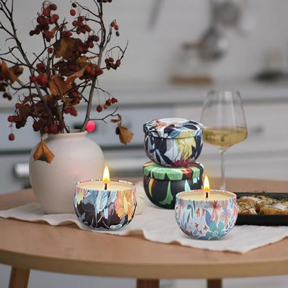 Scented Candles Gifts Set 24 Pack Soy Wax Travel Tin Jar Candles for Home 2.5 OZ for Mom for Christmas, Home Scented Decoration Birthday, Thanksgiving, Mother's Day, Floral Pattern