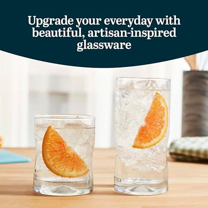 Libbey Impressions 16-Piece Tumbler and Rocks Clear Drinking Glasses, 8 16.7oz & 8 12oz Double Old-Fashioned Glass Drinking Cups Set - color: 05 - Impressions