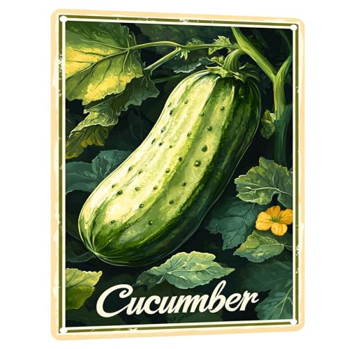 Cucumber Vegetables Metal Tin Sign Vintage Farmhouse Wall Art for Kitchen Dining Room Pantry Home Wall Decoration 12x16 Inch - color: Cucumber Metal Tin Sign, size: 12x16inch(30x40cm)