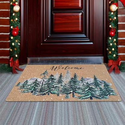 FGSS Christmas Winter-Welcome-Door-Mats Holiday-Doormats 17X29 Inch - color: Snowflake Pine Tree