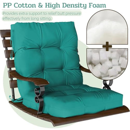 Outdoor Chair Cushions 42x21x4 Inch Set of 2, Lake Blue | Patio Cushions for Dining Rocking Chairs, High Back Soft Seat Pad with Ties, Waterproof Fade Resistant, Indoor Outside Use - color: Lake Blue