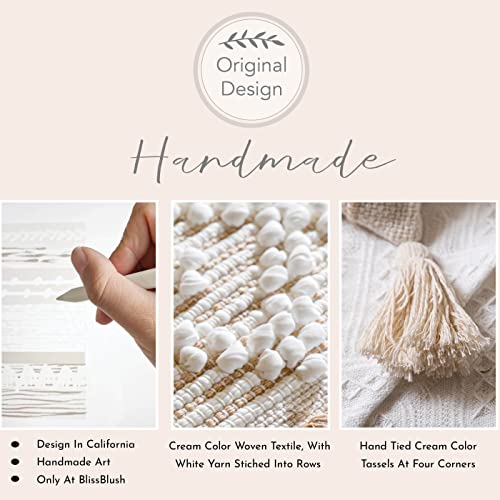 Cream White Boho Throw Pillow Cover 20X20, Boho Woven Textured Pillow Cover, Neutral Pillow Cover, Sofa Couch Bed Farmhouse Lumbar Pillow (Cover ONLY) - color: Cream, size: 20" x 20" (Pack of 1)