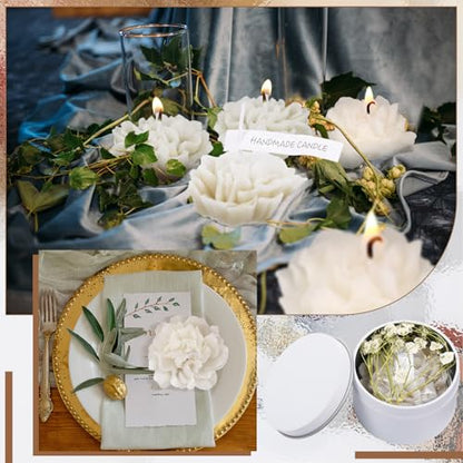 Threlaco 12 Pcs Flower Bridal Candles Set Bridesmaid Gift,White | 2" Wax Scented Candle Bulk, with Dried Flower and Cans, for Wedding Shower Proposal Anniversaries Women Christmas Party Favor - color: White