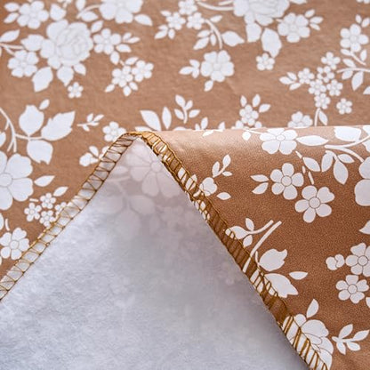 Pioggia Vinyl Tablecloth with Flannel Backing - Waterproof, Oil-Proof, Easy to Clean -Plastic Table Cloth - Perfect for Dining Tables, Kitchen Tables, Parties (Coffee Flowers, 54×54 Inch Square) - color: Coffee Flowers, size: 54" x 54" (Square)