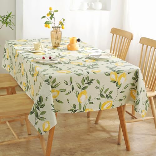 Jeloris Rectangle PVC Waterproof Lemon Tablecloth, Spring Summer Tablecloth Stain-Resistant Wipeable Wrinkle-Free Table Cover for Indoor/Outdoor, Picnic, BBQ, Dining, Party (55x70 inch) - size: 140" x 180" (Rectangular)