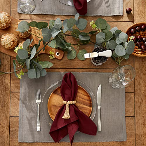 DII Basic Everyday Ribbed Tabletop 100% Cotton, Placemat Set, 13x19, Gray, 6 Piece - color: Gray, size: 13x19"
