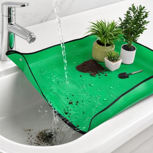 Extra Large Repotting Mat for Indoor Plant Transplanting and Mess Control Thickened Waterproof Potting Tray Foldable Potting Mat Portable Gardening Mat Garden Gifts(26"x 26") Green - size: 26 x 26 Inch, Green