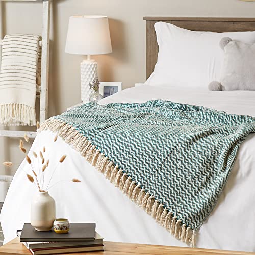 DII Chevron Throw Collection Handloomed Cotton, 50x60, Teal - color: Teal, size: 50x60"