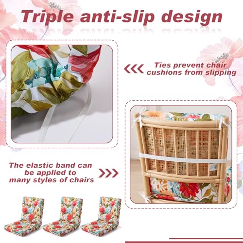 Hoteam 4 Set Outdoor Patio Chair Cushions 20 x 42 in Deep Seat Waterproof Patio Cushions Set for Furniture Replacement Removable Seat and Back (Summer Bloom) - style: Summer Bloom