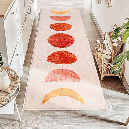 Bohemian Laundry Room Rug Non Slip Boho Kitchen Rug Runner Soft Fluffy Accent Bedroom Bedside Rugs Living Room Rugs Washable Absorbent Bath Mat for Bathroom, Tub, Beige, 60x20 Inch - color: F Bohemian