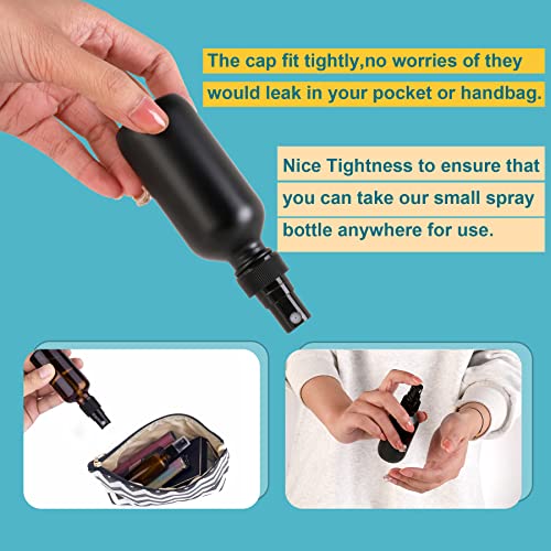 NOOEEISS Frosted Black Glass Small Spray Bottle 2 oz 24 Packs,Fine Mist Sprayer Small Clear Bottles,Refillable Containers mini spray bottles for Cleaning Solutions and Skin Care (Frosted Black 24pcs) - color: Black Frosted, size: 24Pack