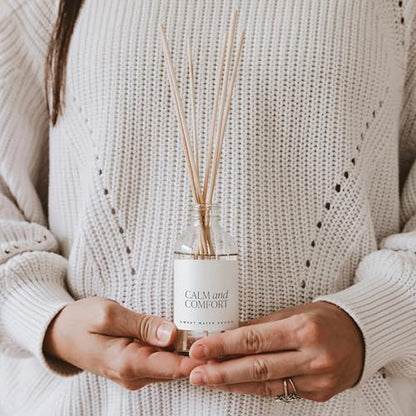 Sweet Water Decor Calm and Comfort Reed Diffuser Set | Mandarin, Ginger, Jasmine, White Tea Spa Scented Diffusers | Air Freshener | Housewarming Gift | Aromatic Stress Relief - style: Calm & Comfort