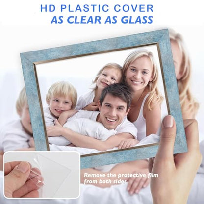 XUANLUO 4x6 Picture Frames Set of 4 Rustic Retro Photo Frame with HD Plastic Cover for Wall Mount and Tabletop Display Family Friends Wedding Gift - color: Blue-4pcs, size: 4×6 inch
