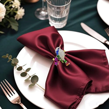 Hummingbird Napkin Rings Set of 6 Sparkly Rhinestone Bird Napkin Holder for Spring Party Garden Wedding Baby Shower Decor,Elegant Dining Table Setting for Holiday Gathering & Family Dinner - style: Blue