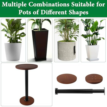 LUTTY Wooden Adjustable Plant Risers for Inside Pot,7.9-13.8 inches Tall Tapered Plant Riser Fill Bottom of Tall Flower Pots and Large Plants Containers, Rise Filler Riser of Flower Pots - size: (1 Pack)Short Lift: Rise(7.9''-13.8'')