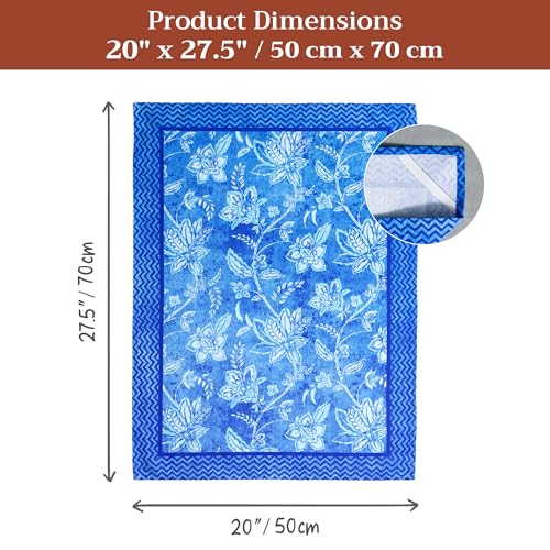 Maison d' Hermine Kitchen Towels Set of 3 Reusable 100% Cotton 27.50" x 20" | Cloth Tea Dish Towels Absorbent with Hanging Loop for Kitchen Dining Party Wedding Hotel Home Spring Summer - Indigo Love - color: 034 - Indigo Love