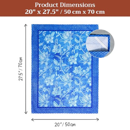 Maison d' Hermine Kitchen Towels Set of 3 Reusable 100% Cotton 27.50" x 20" | Cloth Tea Dish Towels Absorbent with Hanging Loop for Kitchen Dining Party Wedding Hotel Home Spring Summer - Indigo Love - color: 034 - Indigo Love