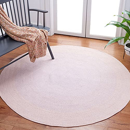 SAFAVIEH Cape Cod Collection 3' Round Blue/Pink CAP242M Handmade Braided Cotton Area Rug - color: Blue/Pink, size: 3' (Round)