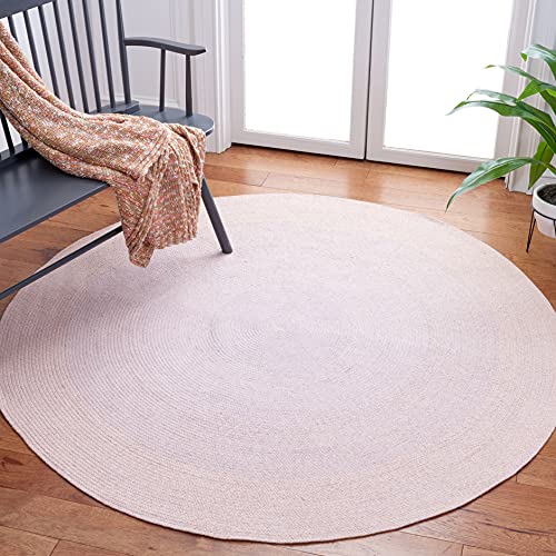 SAFAVIEH Cape Cod Collection 3' Round Blue/Pink CAP242M Handmade Braided Cotton Area Rug - color: Blue/Pink, size: 3' (Round)