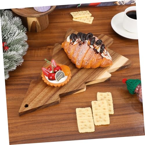 Homoyoyo Wooden Christmas Tree Charcuterie Board Serving Pizza Board Small Round Cutting Home Decorative