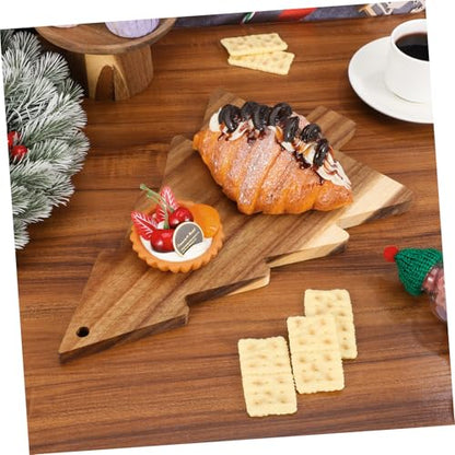 Homoyoyo Wooden Christmas Tree Charcuterie Board Serving Pizza Board Small Round Cutting Home Decorative