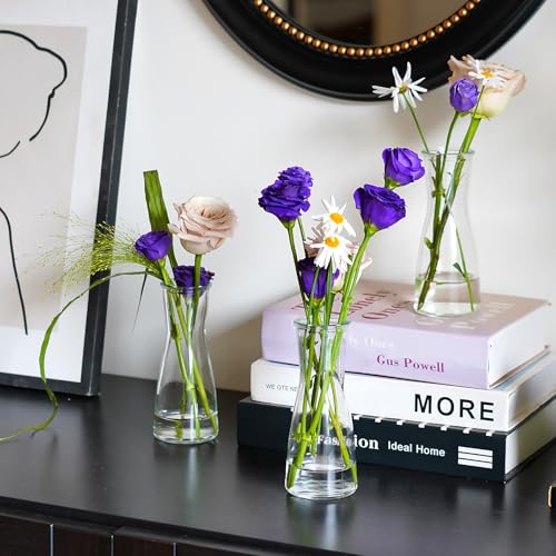 35 PCS Glass Bud Vases for Centerpieces, 5.5" Clear Small Flower Vases | Modern Minimalist Cute Mini Decorative Bulk Vases for Decor Wedding Birthday Party Home Living Room