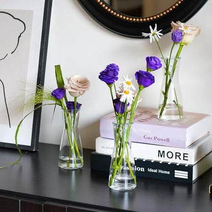 35 PCS Glass Bud Vases for Centerpieces, 5.5" Clear Small Flower Vases | Modern Minimalist Cute Mini Decorative Bulk Vases for Decor Wedding Birthday Party Home Living Room