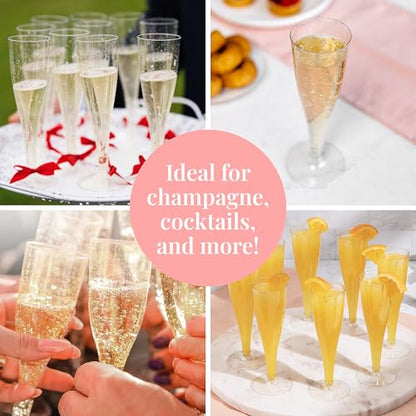 Prestee 48 Pack Champagne Flutes Plastic Disposable - Gold Glitter Flute Glasses for Champagne, Mimosa Bar, New Year's Eve 2025 Party Supplies, Wedding, Shower, Event - 4.5 oz Fairy Stemware - color: Gold Glitter, size: 48 Count (Pack of 1)