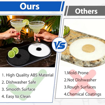 Margarita Salt Rimmer Set, 1 Pack Bar Salt and Sugar Rimmer with Sponge, 2-in-1 Bar Glass Cocktail Rim Set, Dishwasher Safe Black Barware Tools for Margarita Mojitos (Black) - size: 【2 IN 1 Salt Rimmer】*1