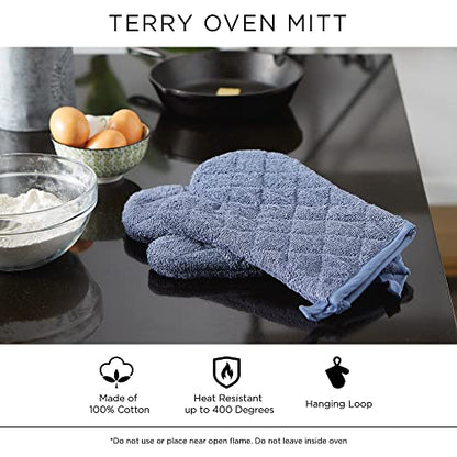 DII Basic Terry Collection 100% Cotton Quilted, Oven Mitt, Aqua, 2 Piece - color: Aqua, size: Oven Mitt