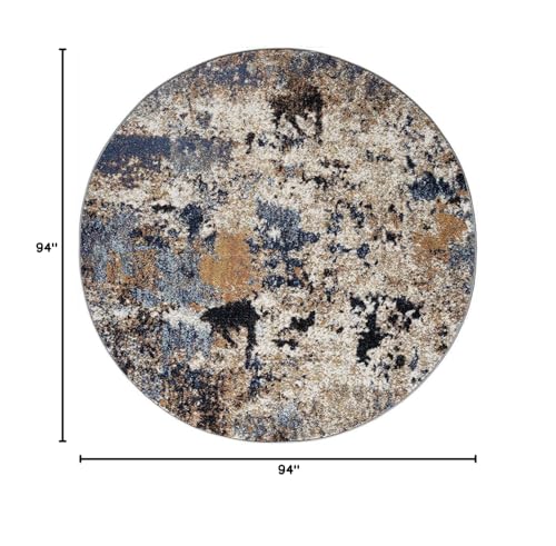 Keen Home Design Abstract Non-Shedding Rug, Soft Thick Pile, 8 ft Round | Polypropylene High Pile, Jute Back; Ideal For Living Room, Bedroom, Dining Room - color: Skies Multi, size: 7'10" (Round)